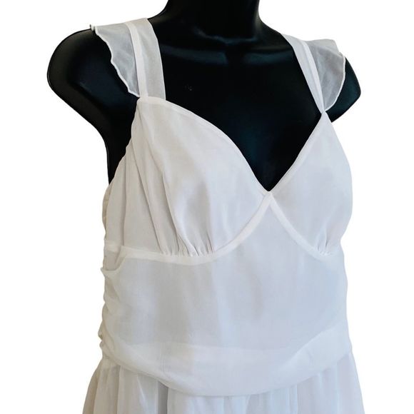 Princess Polly So Sweet White Chiffon Mini Dress Sz 12 NWOT - Picture 7 of 13